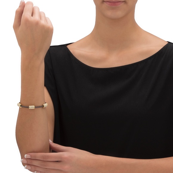 Cubic zirconia and black plated cable bracelet 7” - Picture 3 of 3